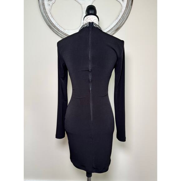 Jodi Kristopher Black Bodycon Dress Women’sSize 1 Small Long Sleeve Stretch Mini - Picture 5 of 8